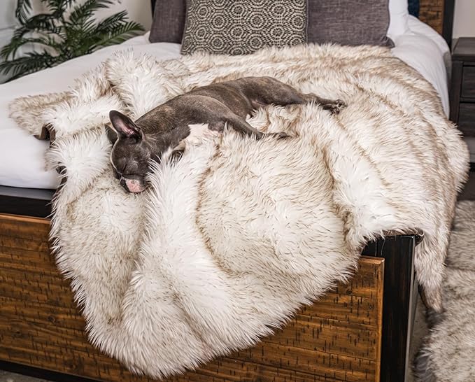 Furry luxury throw blanket for your dog. Waterproof and stylish home decor.