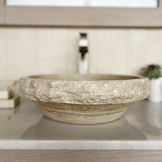 Chiseled marble stone sink